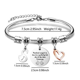 SAMORION 26 Letter Bracelets, Name Gift, Inspirational Bracelet, Sometimes Forget You So Great, Memory Jewellery for Women, Birthday Bracelets for Friend, Christmas Graduation, Stainless Steel