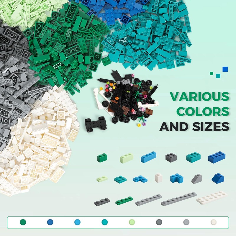 1800Pcs Building Bricks, Classic Bulk Small Blocks, Classic Building Bricks