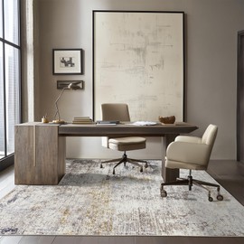 6x9 Modern Abstract Area Rugs Washable Living Room Rug Non-Slip Soft Carpet 0.25" Thin Indoor Floor Non-Shedding Rugs for Bedroom, Dining Room, Farmhouse, Nursery Home, Office, Beige