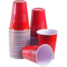 AMD Nexus 50 X 12oz Red Party Disposable Cups - Red Party Cups for Christmas, Garden Party, Weddings, Picnics - Red Solo Plastic Cups Reusable and Recyclable