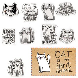 Cartoon Cats Clear Stamps for Card Making Decoration DIY Scrapbooking, Animals Kitten Transparent Rubber Seal Stamps for Photo Card Album Crafting Supplies