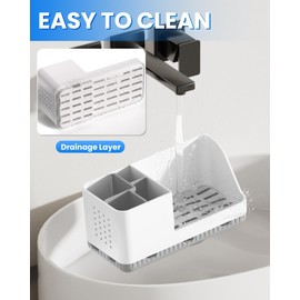 Homtalker Toothbrush Holders for Bathroom Counter - Detachable Bathroom Organizer and Storage Electric Toothbrush and Toothpaste Holder, Bathroom Decor Accessories for Countertop, Shower, Sink