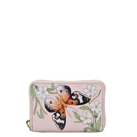Anuschka Women’s Hand-Painted Genuine Leather Accordion Style Credit and Business Card Holder - Butterfly Melody