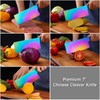 WELLSTAR Rainbow Meat Cleaver, 7 inch Iridescent Chinese Meat Vegetable