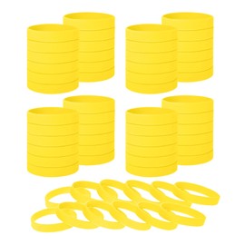 Muka 60 PCS Silicone Bracelets Colored Rubber Wristband for Events-Yellow-Adult: 8 x 1/2 inch