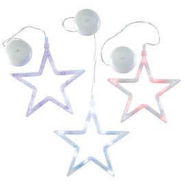 Holiday PeakTM Patriotic Suction Cup Lights - Set of 3 Red, White, and Blue Window Lights, LED Wall Décor with Timer, Easy Installation, Battery-Powered, 20" L x 7.375" W x 1" D
