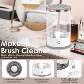 Sonnorel Máquina Limpiadora de Brochas de Maquillaje, Máquina Limpiadora de Brochas de Maquillaje Eléctrica, Herramienta Automática Usb para Múltiples Tamaños de Brocha de Maquillaje de Belleza