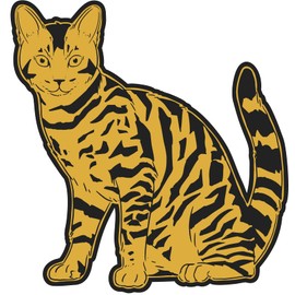 VulgrCo Black Orange Cat Pet Bengal Breed Animal Funny Sticker Vinyl Waterproof UV Resistant Decal for Phones Laptops Water Bottles Tumblers Boats Cars Trucks Windows Kayak 3" inch Bumper Stickers