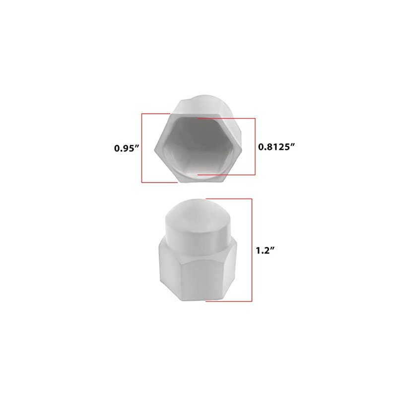 A.A 10 Pack - 13/16" White Nylon Lug Nut Cover