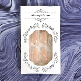 French Tip Press on Nails Snowflake Christmas Medium Length Nude False Nails Full Cover Square Nails with White Sliver Stripe Snowflake Designs Glossy Sliver Glitter Nail Tips Acrylic Nails for Women