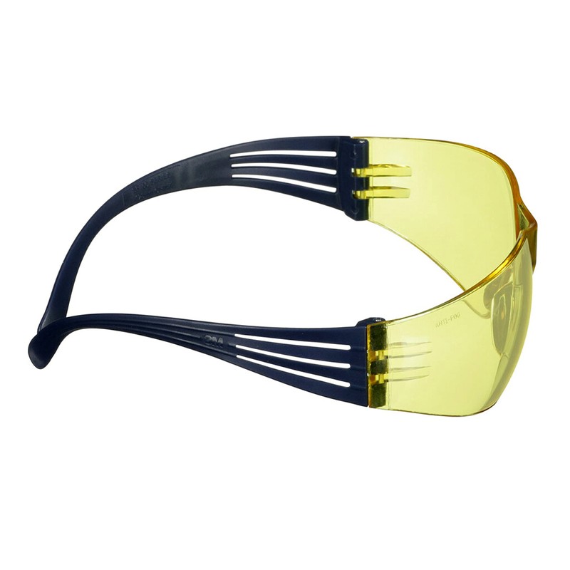 3M™ SecureFit™ 100 Safety Glasses, Blue Temples, Anti-Scratch/Anti-Fog, Yellow Lens,