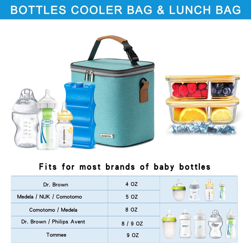 BABEYER Breastmilk Cooler Bag with Ice Pack Fits 6 Baby