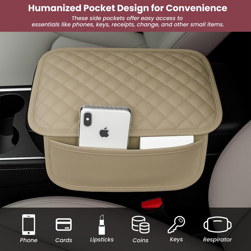 Upgraded Car Middle Center Console Cover,Microfiber Leather Car Armrest Cover