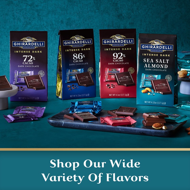GHIRARDELLI Intense Dark Chocolate Squares, Sea Salt Almond, 4.12 Oz