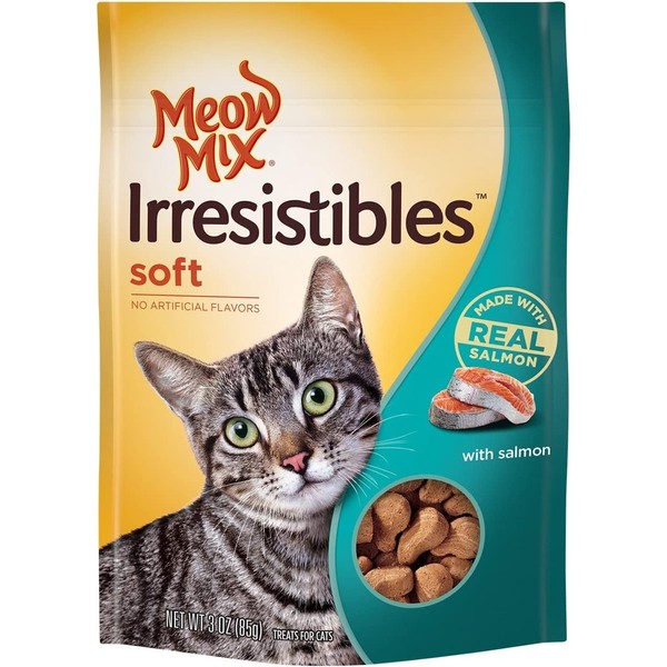 Meow Mix Irresistibles Cat Treats, Soft With Salmon, 3-Ounce Bag (Pack of 5)