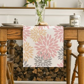Artoid Mode Flowers Pink Dahlia Summer Table Runner, Seasonal Kitchen Table Decoration, Indoor, Holiday, Party Decor, 40 x 240 cm
