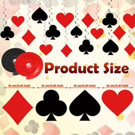 Daifunli 52 Pcs Casino Poker Party Hanging Swirl Casino Theme Party Ceiling Decoration for Las Vegas Night Poker Theme Birthday Decoration Supplies