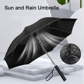 Blocking Umbrella, Sun Umbrella with Fan and Mister, USB Rechargeable Sun and Rain Umbrella Cooling Umbrella Compact Umbrella for Hot Summer, Sports, Walking (Black)