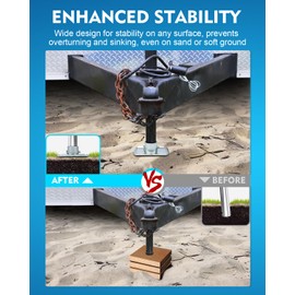 Aupar Trailer Jack Foot Plate with Pin Base, 5000lbs Capacity RV Jack Foot Pad Compatible with Boat Trailer Jack Tongue Parts, Boat Hitch Camper, RV, A-Frame Boat - Silver