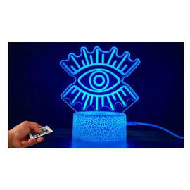 Zillion Craft Evil Eye 3D Illusion Night lamp. Remote Control 16 Color Changing Mode LED Table lamp for Kids Bedroom, Living Room Decor Light, Evil Eye for Home Protection.