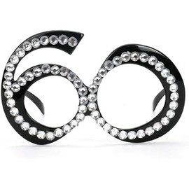 Black 60th Birthday Glasses,Number 60 Crystal Frame Funny Costume Sunglasses Novelty Eyewear Celebration Decoration,Birthday Decorations Women,Birthday Glasses,Women'S Novelty Sunglasses and Eyewear
