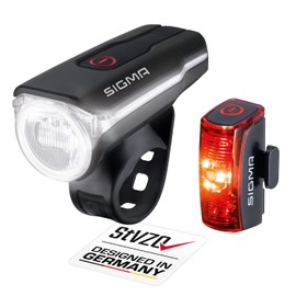 SIGMA AURA 60 LED e INFINITY set di luci per bicicletta | Luce anteriore e posteriore ricaricabile | Set di luci per bicicletta a prova di spruzzi d'acqua