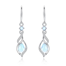 FANCIME Gift for Women June Birthstone Dangle Earrings for Women Teardrop Moonstone Earrings S925 Sterling Silver infinity Love Birthday Gifts for Mom Women