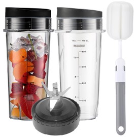 For Ninja BL660 Blender Blade Replacement 6 Fin Male 3.35”, 16oz Blender cups Compatible with Nurti Ninja Blenders BL770 BL660 BL740 BL780 BL773CO BL771 BL772 BL780C0, with Cleaning Brush