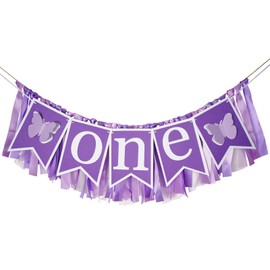 jijAcraft One High Chair Banner 1st Birthday, Purple High Chair Banner, One High Chair Banner Garland, 1st First Birthday Party High Chair Banner Photo Props Decoration for Baby