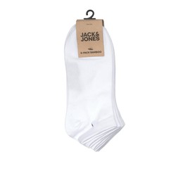 Jack & Jones Men's JACBASIC BAMBOO SHORT SOCK 5 PACK, White/Detail:WHite - Whtie White White, One Size UK