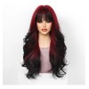 Rojo Vino Pelucas Mujer Dama Larga Ondulada Cabello Natural