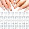 HINZIC 2 Pack Silver Bow Nail Charms, 6 Styles Bowknot