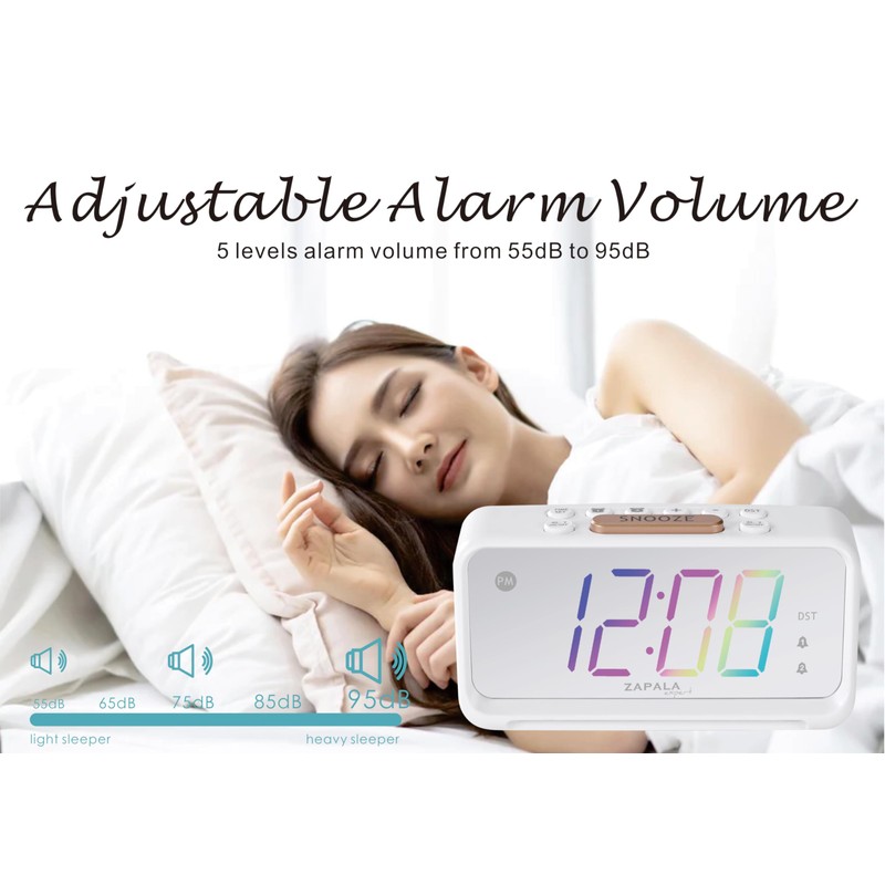 ZAPALA Expert Mulitcolor Alarm Clock for Bedroom, 2 Alarms Loud