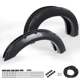 7BLACKSMITHS Fender Flares Kit Compatible with 1999-2007 Ford F250 F350 Super Duty Replacement for FO1240208 F81Z16006AA, Bolt-On Pocket Rivet Style Smooth Black Wheels Protection Guards Cover 4Pcs