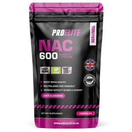 Pure NAC N Acetyl Cysteine 600mg, 180 Capsules Vegan Amino Acid L-Cysteine Supplement, Replenishes Antioxidant Glutathione Made in UK by PROELITE