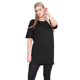 janisramone® Women's T-Shirts, Casual Short Sleeve Tops for Women UK - Soft & Comfortable Oversized Tunic Baggy Pj Dress - Perfect Ladies Summer Tops Black