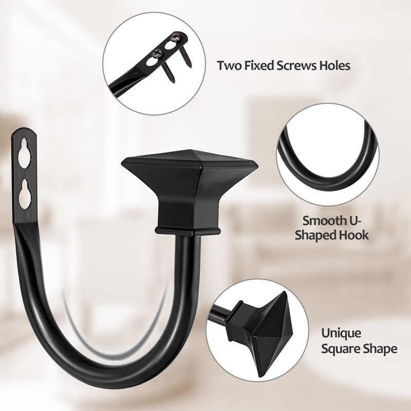 Sumnacon Set of 2 Curtain Holdbacks, Wall Mounted Aluminum Alloy