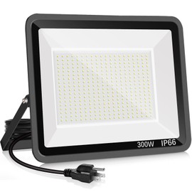YANYCN 300W LED Flood Light Outdoor,2000W Equivalent 5000K Daylight White Super Bright FloodLight with Plug,43500LM IP66 Waterproof Commercial Lighting for Sports Fields,Counts,Arena,Stadium