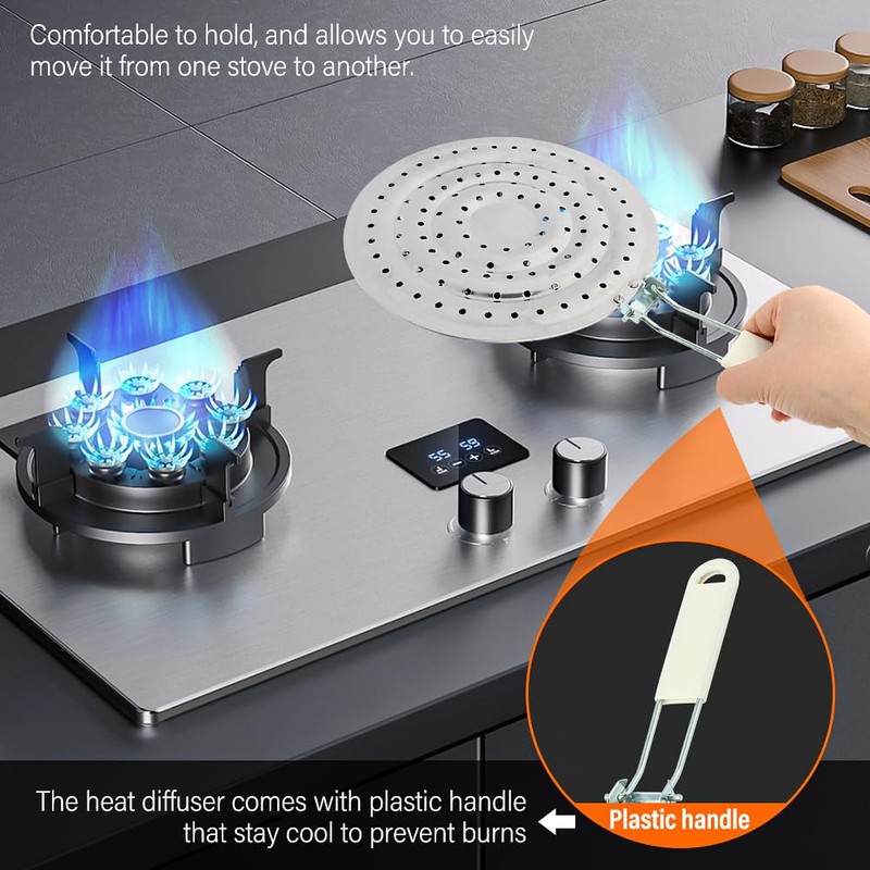 Gas hob Heat Diffuser, Stainless Steel Flame Diffuser Cook Ring