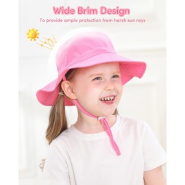 Adorel Baby Sun Hat with Drawstring Summer Fishing Hat Summer Hat Pack of 2, Pink & Pink Hippocampus