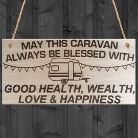 RED OCEAN May This Caravan Be Blessed Wooden Hanging Plaque Love Shabby Chic Gift Sign