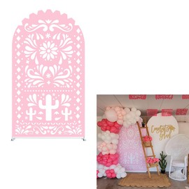 Arch Backdrop Cover Pink Mexican Fiesta Party Decorations Arch Stand Spandex Cover Girls Bloom Birthday Parties Wedding Baptism Baby Shower Decors (4x7.2ft Cover,G3767)