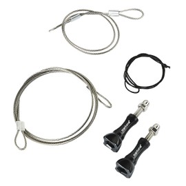 Mantona Sicherungsleinen Set (Edelstahl 40-100 cm, für Action Cams wie GoPro Hero 11 10 9 8 7 6 5 4 3+ Sicherheitsleine Universal, für viele Aktionkameras) schwarz/silber