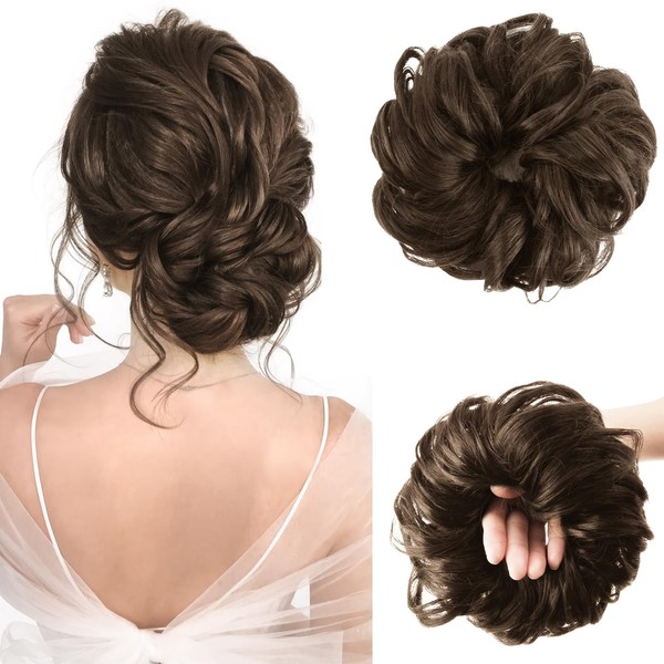 Vlasy Messy Bun Hair Piece for Women,Curly Wavy Hair Scrunchies