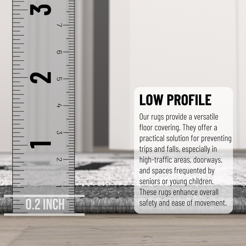 Machine Washable Border Text Design Laundry Room Rug Non-Slip Rubberback