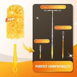 50 Count 360 Duster Refills for Swiffer Dusters + 1 Extendable Handle + 1 Short Handle, Duster Kit Heavy Duty Duster Refills, Unscented Multi Surface Duster Refills for Cleaning