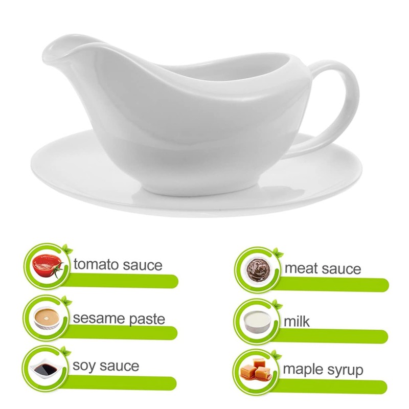 Ciieeo 1 Set Ceramic Gravy Pourer with Saucer Elegant Condiment