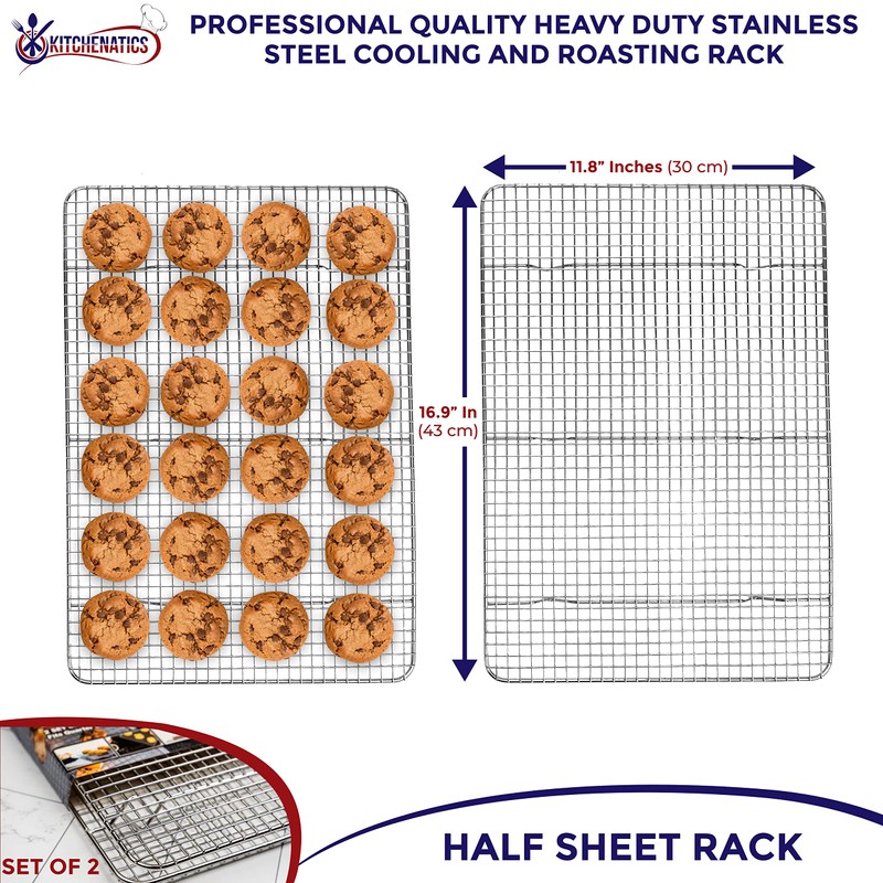 KITCHENATICS Heavy Duty Half Sheet Cooling Racks, Rust Resistant Stainless