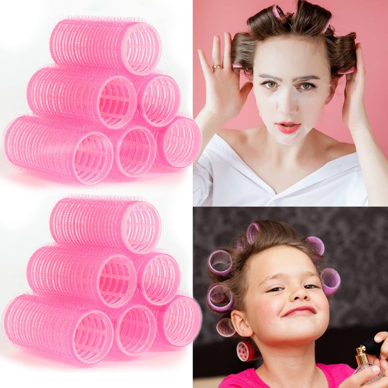 Hair Rollers, 12 Pack Salon Hair Dressing Curlers, Self Grip