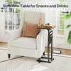 HOOBRO C Shaped Side Table with Charging Station, Slide Under